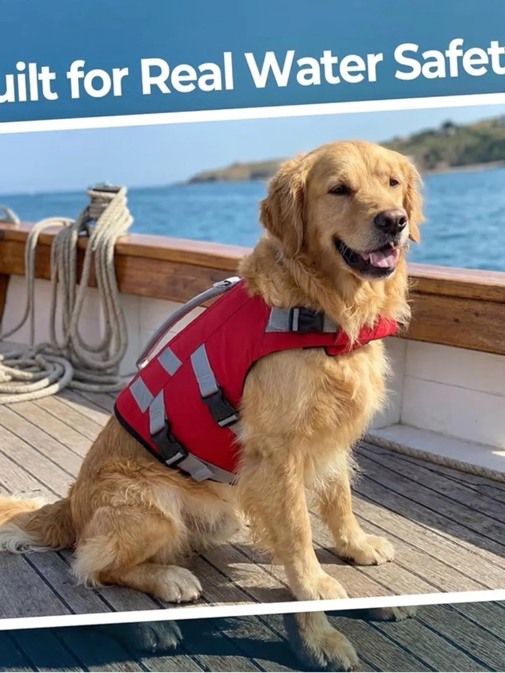 Red Reflective Dog Life Jacket with Secure Grab Handle